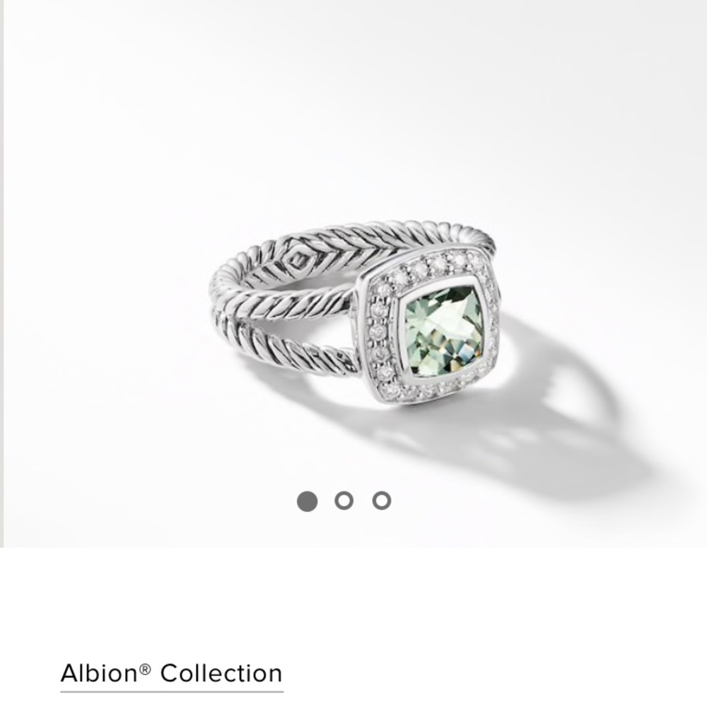 Petite Albion Ring with Prasiolite and Diamonds